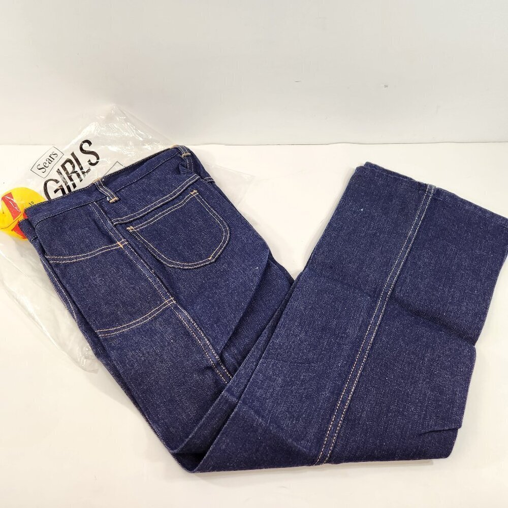 Sears Girls 14 High Waisted Wide Leg Flare Jeans Vtg 1970s